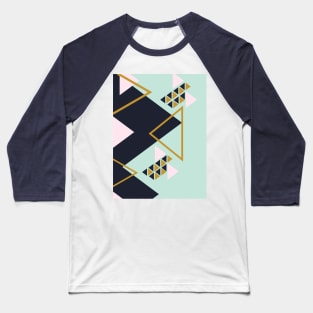 Modern Vibes- Blue, Gold and Pink Geometric Baseball T-Shirt